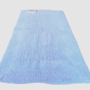 Vintage 80s Bathroom Mat Rug Heavy Cotton Washable Made in USA Blue